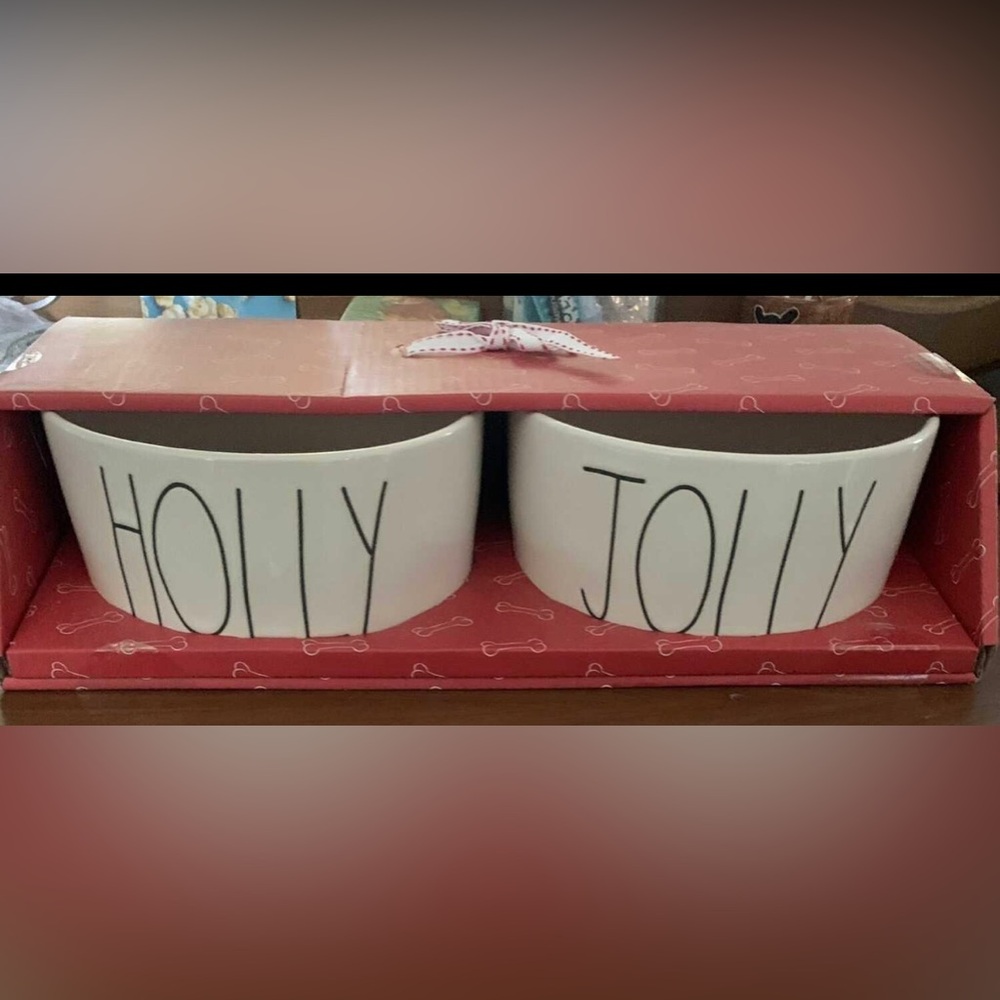 Rae Dunn Set Of 2 Dog Bowls NEW